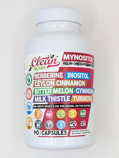 Clean Nutra Berberine Inositol Supplement with Ceylon Cinnamon, Bitter Melon, Gynema Sylvestre, Milk Thistle, Turmeric - 9...
