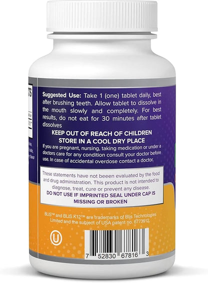 Oral Probiotic Supplement with BLIS K12 4 Billion CFU - Doctor Formulated 30 Day Supply Bottle for Bad Breath, Strep, Cavi...