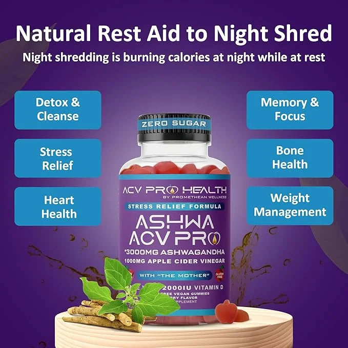 Ashwa ACV Pro Health - Sugar Free Apple Cider Vinegar Gummies, Ashwagandha Gummies, Advanced Keto ACV Gummies, Ashwagandha...