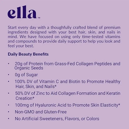 Ella Vanilla Collagen Protein Powder for Women 20 Servings