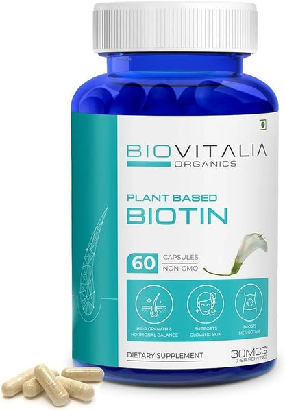 Plant Based Biotin Capsules for Hair, 60 Veg