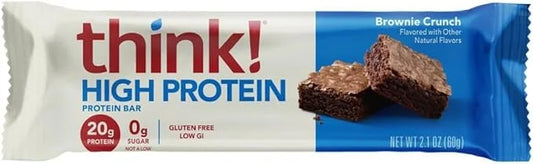 think! Protein Bars, High Protein Snacks, Gluten Free, Kosher Friendly, Brownie Crunch, Nutrition Bars, 2.1 Oz per Bar, 12...