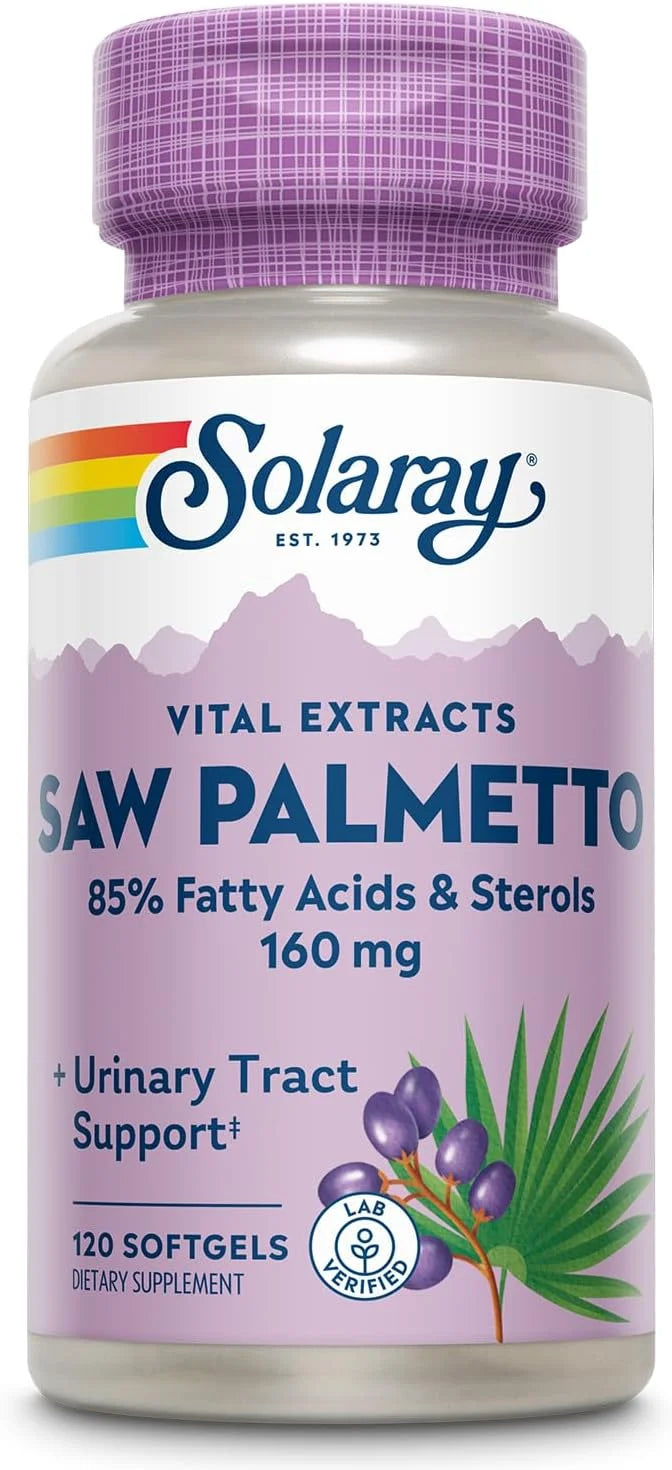 SOLARAY Saw Palmetto Extract 136 mg 60-Day Money-Back (120 Servings, 120 Softgels)
