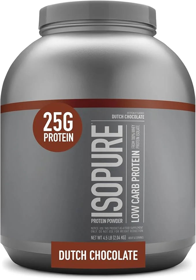Isopure Low Carb 100% Pure Whey Isolate Protein Powder, Lactose Free, Gluten Free, With Vitamins, Dutch Chocolate, 25g Pro...