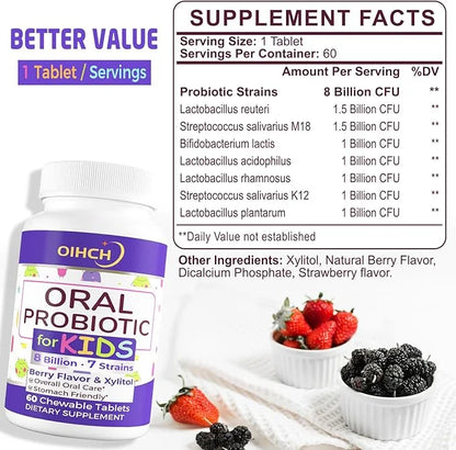 Kids' Advanced Oral Probiotics Chewables, Oral K12 M18- M18- Complete 420 Tablets, 8 Billion
