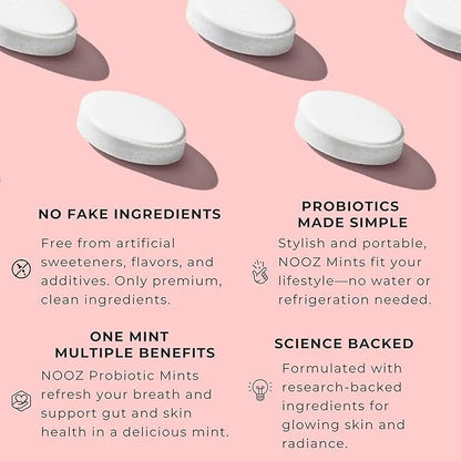NOOZ Probiotic Mints - Gut & Oral Health Support - Spicy Cinnamon | Boosts Immunity & Digestion, Freshens Breath - Sugar-F...