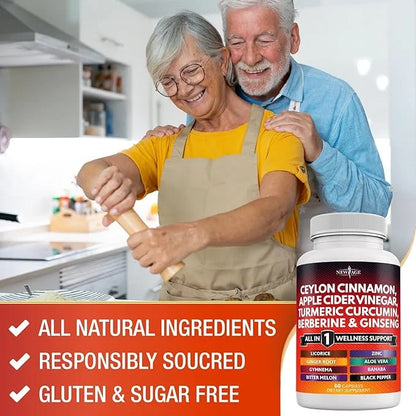 Ceylon Cinnamon 3000mg Turmeric 3000mg Apple 3000mg Ginseng 2000mg Aloe 2000mg Berberine 1200mg Plus 60 Count