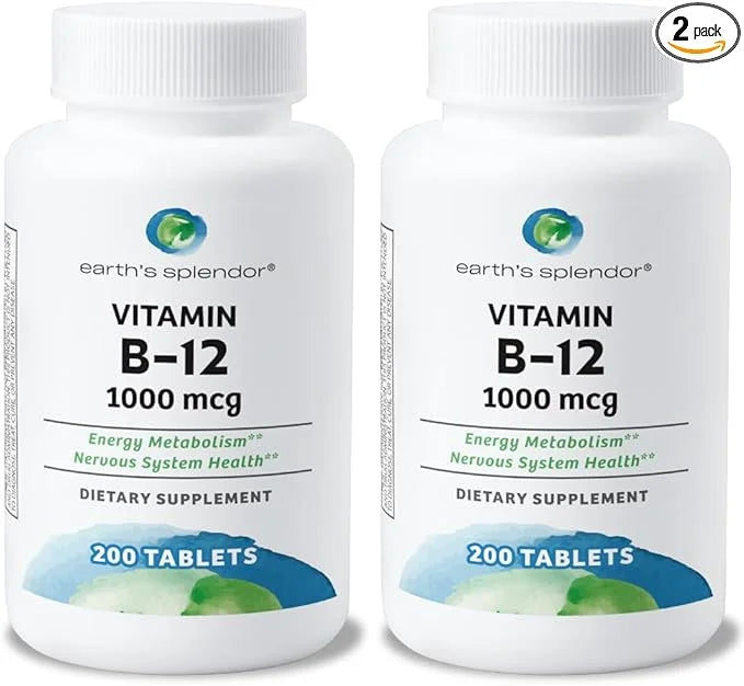 Earth's Splendor Energy Supplements, with Vitamin B12, Dietary (1000mcg, 400 400 Tablets, 2)