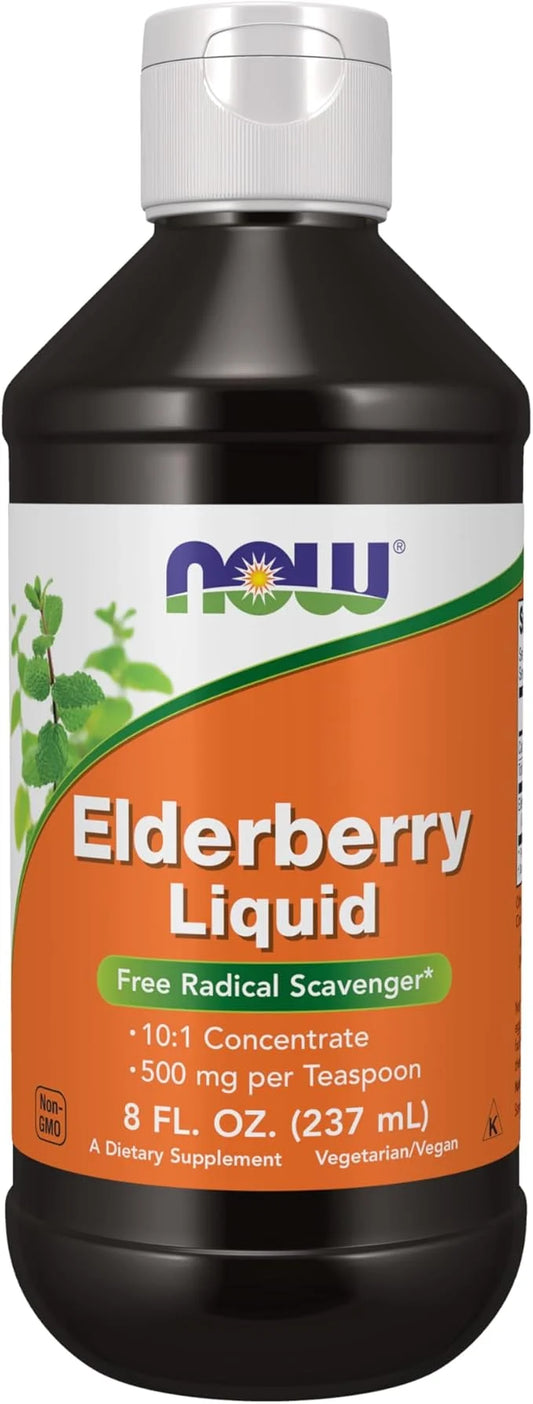 NOW Supplements, Elderberry Liquid 500 mg, 10:1 Concentrate, 8-Ounce