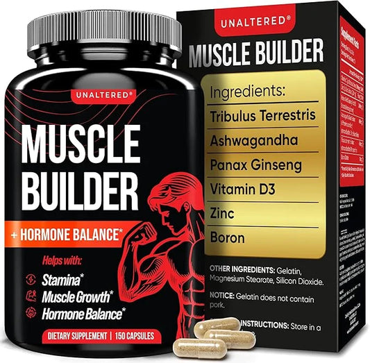 UNALTERED Muscle Builder for Men - Supports Muscle Growth, Size, Strength - Natural Muscle Building Supplement & Energy Bo...