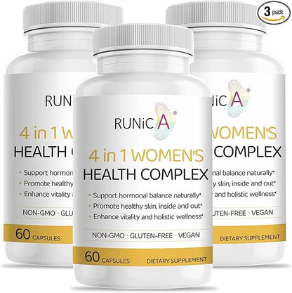 4-in-1 Women's Health Complex, Supports Hormone Balance, Skin Health & Vitality - with Rosehip, Evening Primrose, Soy Isof...