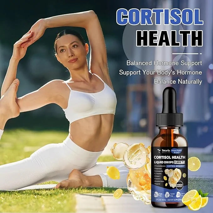 cortisol Supplement Liquid Drops Hormone Balance for Women Men with Magnesium Complex,Ashwagandha,Rhodiola Rosea,L Theanin...