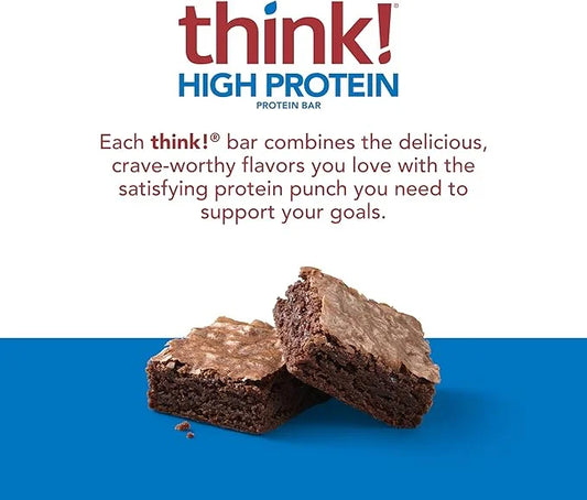 think! Protein Bars, High Protein Snacks, Gluten Free, Kosher Friendly, Brownie Crunch, Nutrition Bars, 2.1 Oz per Bar, 30...