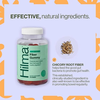Hilma Prebiotic Fiber Gummies, Daily Fiber Supplement, Gummies for Adults, Supports Gut Health for Women and Promotes Regu...