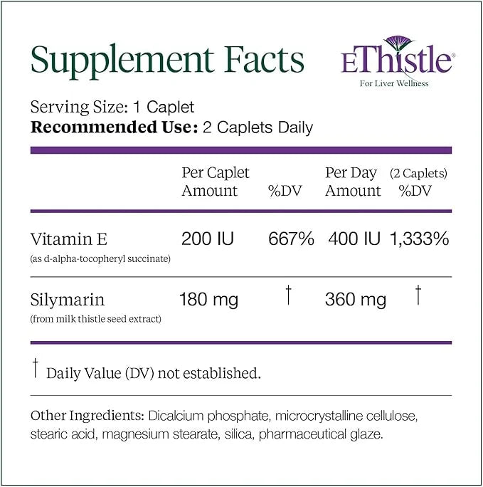 Liver Wellness Dietary Supplement, Milk Thistle 180 Count 2)