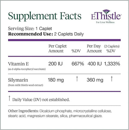 Liver Wellness Dietary Supplement, Milk Thistle 180 Count 2)