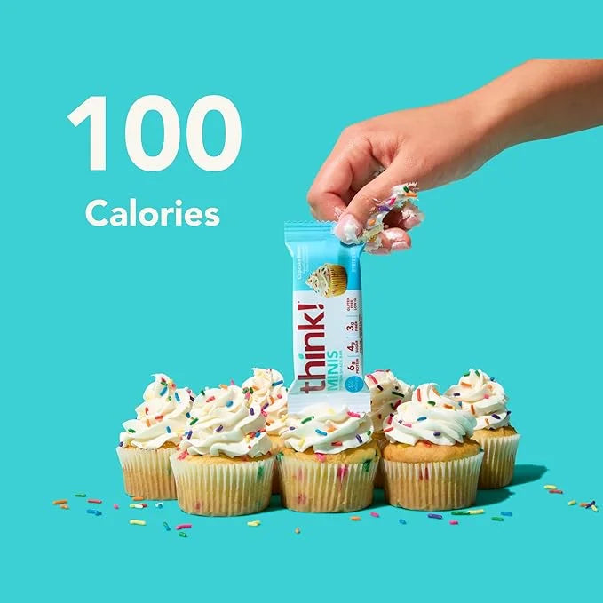 think! MINIS Protein Snack Bars, Gluten Free, Cupcake Batter, 15 Count (Pack of 2) - Product Image