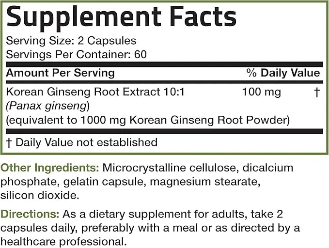 Bronson Korean Panax Ginseng Supports Energy, 120 Capsules