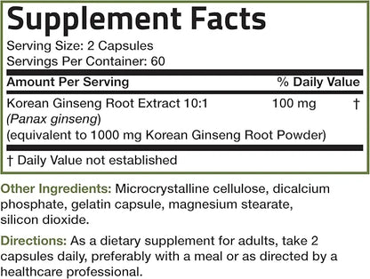 Bronson Korean Panax Ginseng Supports Energy, 120 Capsules
