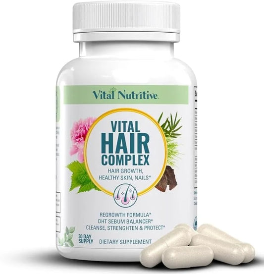 Vital Hair Complex – Biotin & Vitamin B Hair Vitamins for Women & Men – Supports Healthy Hair, Skin & Nails – Hormone-Free...