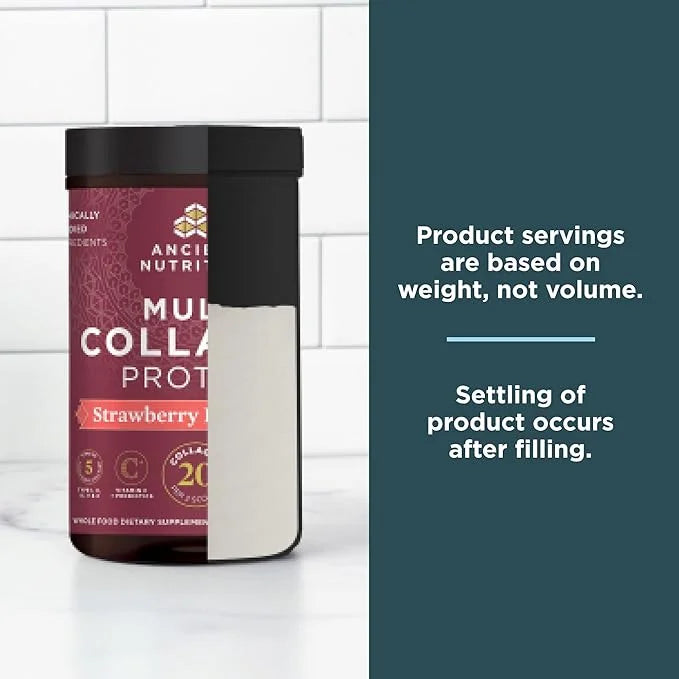 Ancient Nutrition Collagen Powder Protein, Multi Collagen Protein Powder, Strawberry Lemonade, 24 Servings, w/Vitamin C, H...