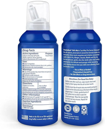 Sterile Saline Kids Nasal Spray, Ultra 4.5 Oz (2 Pack),