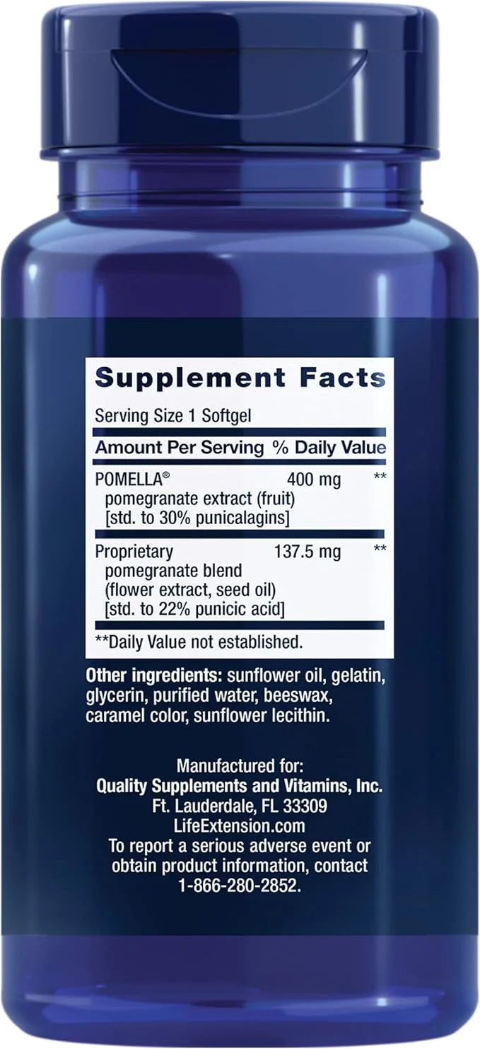 Life Extension Pomegranate Complete, Fruit Extract, Flower, Seed Oil Extract, Cardiovascular Health, antioxidant Support, ...