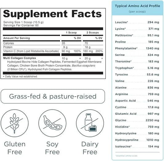 Ancient Nutrition Collagen Powder Protein with Probiotics, Multi Collagen Protein with Vitamin C, Hydrolyzed Collagen Pept...