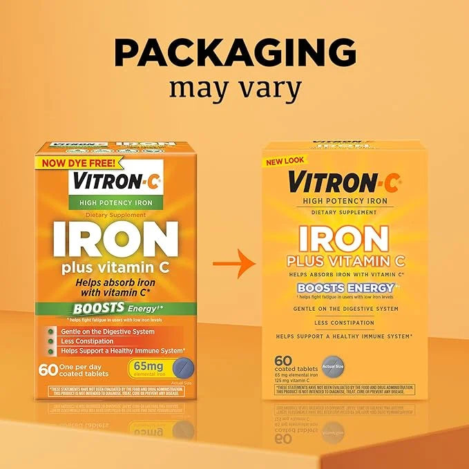 Vitron-C Iron Supplement, Once Daily, High 60 Count, 2 Pack
