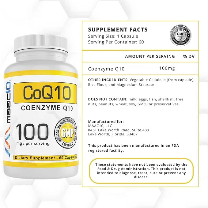 MAAC10 100mg CoQ10 (60 Capsules) Q10 for (60 Day