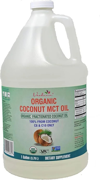 Verdana USDA Certified Organic Coconut MCT Oil –Fractionated Coconut Oil – No Palm Kernel Used – Kosher, Food Grade, Non-G...
