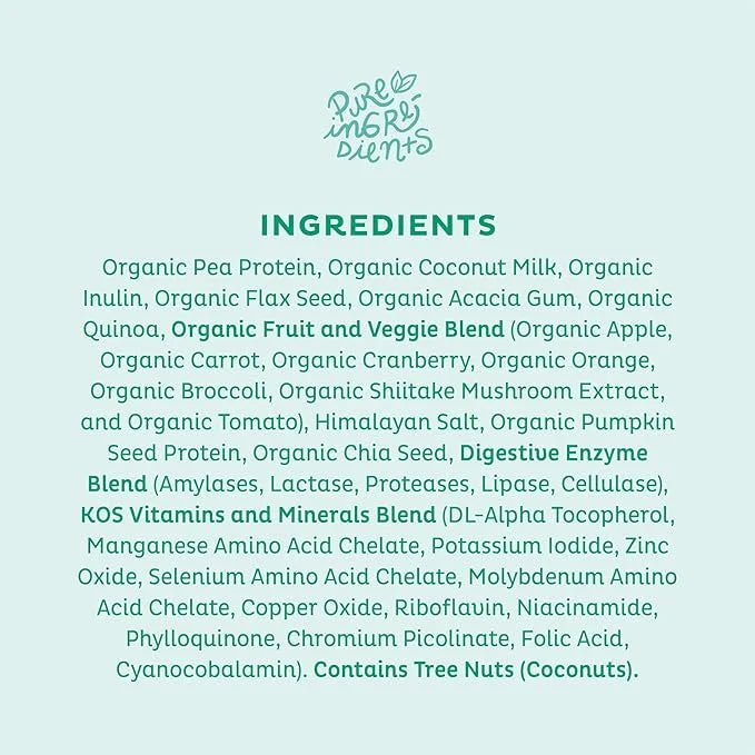KOS Vegan Protein Powder, Unflavored & Unsweetened 28 Servings