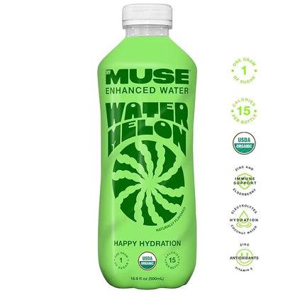 MyMuse Organic Enhanced Flavored Water, Variety Pack, 16.9 Fl Oz Bottle (12 pack), 1G of Sugar, Immune Support with Zinc &...