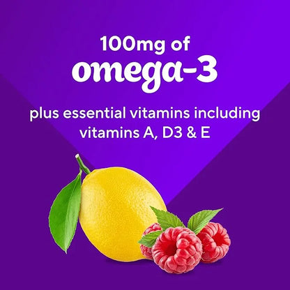 Vitafusion Omega-3 Gummy Vitamins, Berry Lemonade Vitamins(1) With 3 EPA/DHA 1 Vitamin 60 Day 120 Count