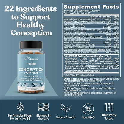 Eu Natural Conception Fertility for Her & Him Bundle - Fertility Supplements Combo for Women & Men – Prenatal Vitamins – P...