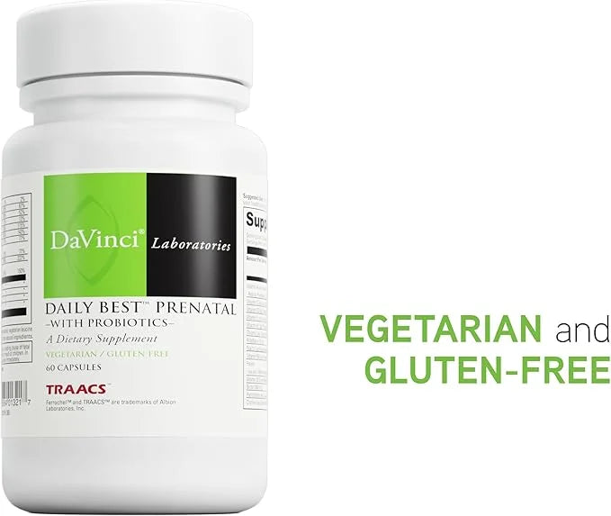 DAVINCI Labs Daily Best Prenatal with Probiotics 60 Capsules (30-Day Supply)