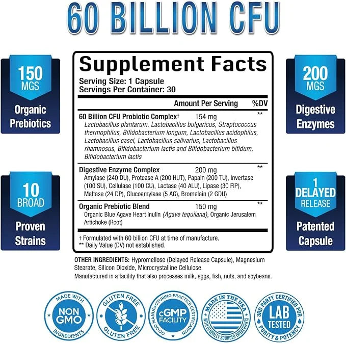 Purely Optimal Premium Probiotics 60 Billion