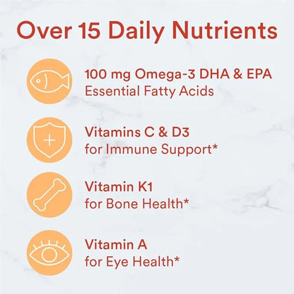 SmartyPants Kids Multivitamin Gummies: Omega 3 D3, C, B12, B6, B6, Vitamin 90 Count (22 Day