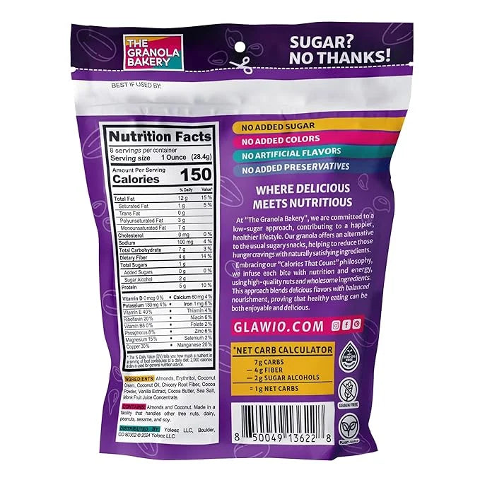 TGB Chocolate Almond Keto Nuts, 1g Net Carb, No Added Sugar, High Fiber, Gluten Free, Grain Free, Healthy Low Carb Snack, ...