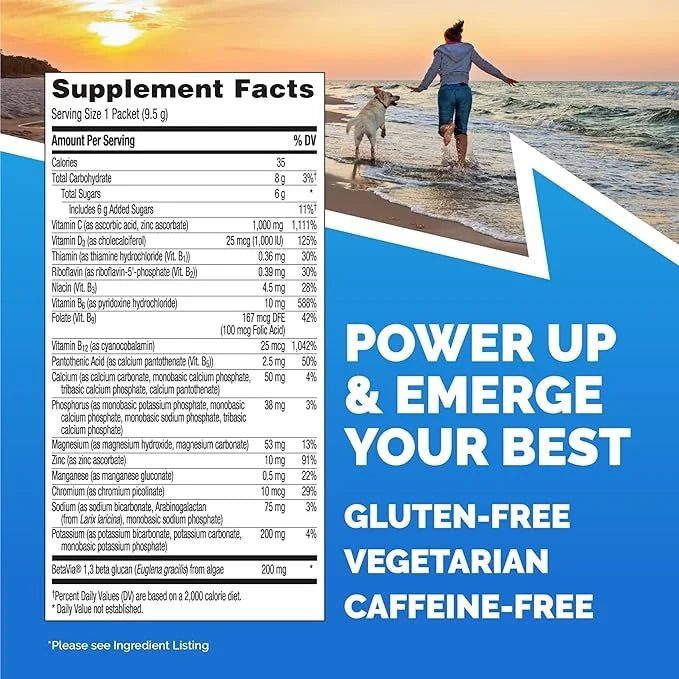 Emergen-C Immune+ Vitamin C 1000mg (18 Count, Elderberry) Dietary Supplement Fizzy Drink Mix Powder Packets - Product Image