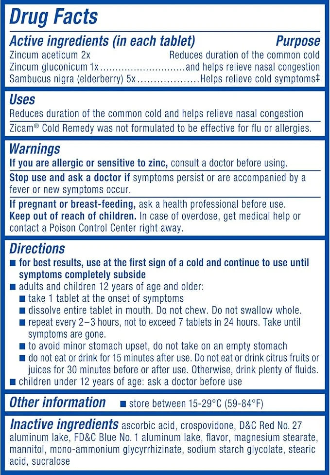 Zicam Cold Remedy Zinc RapidMelts, Elderberry 25 Count