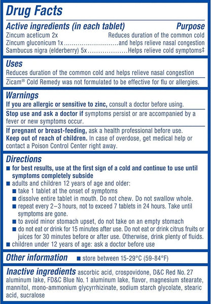 Zicam Cold Remedy Zinc RapidMelts, Elderberry 25 Count