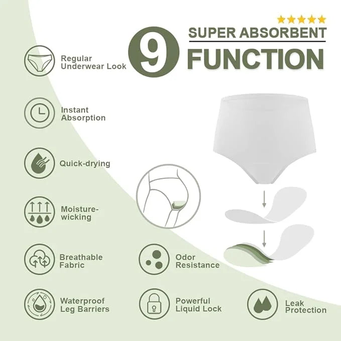 Battewa Incontinence Underwear for Women Washable, 50ML (5White, (5White, 5X-Large, 5X-Large, 5 5 Pack)