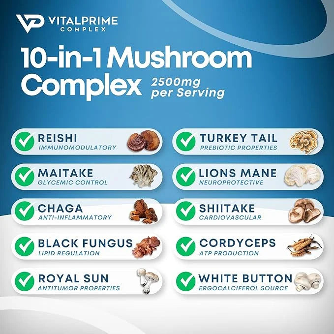 Sugar-Free Ashwagandha & Mushroom Gummies Supplement | 10 Functional Mushrooms per Serving | Immune Support, Focus, Energy...