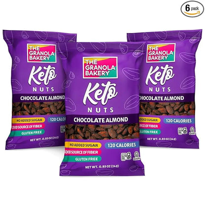 TGB Chocolate Almond Nut Bites, Keto Snacks, No Added Sugar, Gluten Free, Healthy Low Carb To Go, 0.85oz Bag (Pack of 6) -...