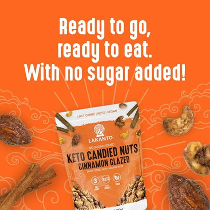 Lakanto Candied Nuts Cinnamon Glazed - No Sugar Added, Sweetened with Monk Fruit, 3 Net Carbs, Keto Diet Friendly, Vegan, ...