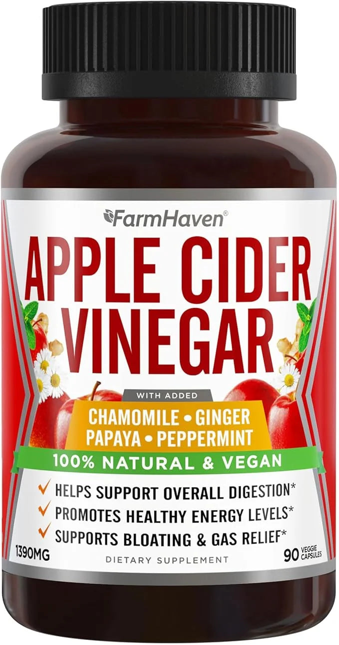 Apple Cider Vinegar Capsules With Ginger, 1390mg | 100% Natural 90 Capsules