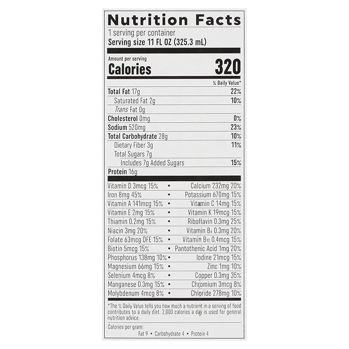 100% Plant-Based Meal Replacement Nutritional Protein 16g Pea 26 Vitamins 11Fl Oz 12)