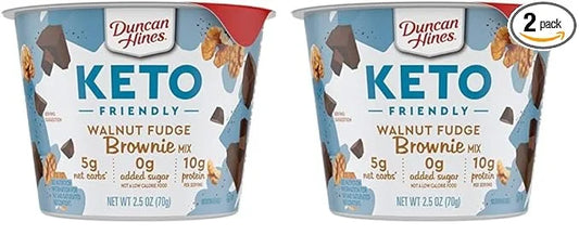 Duncan Hines Keto Friendly Dessert Cups Walnut Fudge Brownie Mix, 2.5 oz (Pack of 2) - Product Image