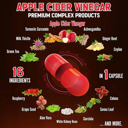 Zolotus 14x Strength Apple Cider Vinegar 14500mg, with (60 Caps)